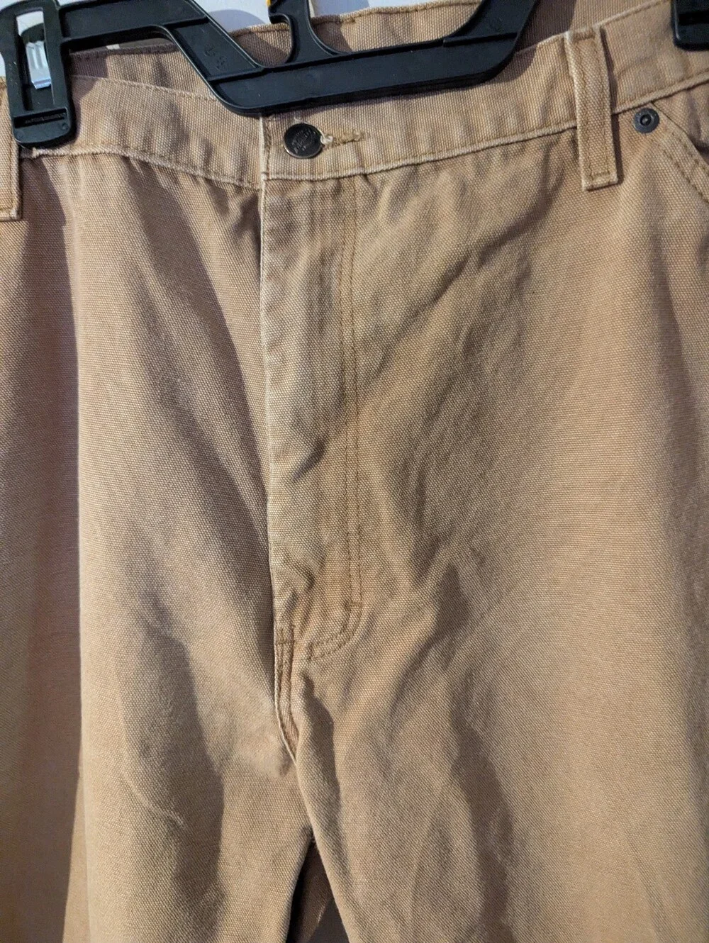Vintage Mens Dickies Carpenter Pants Tan Heavy Duty Canvas Work Size 42x32